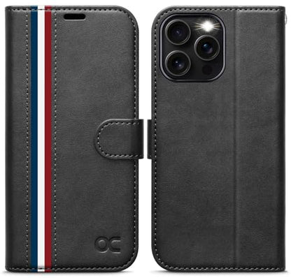 OCASE Compatible with iPhone 16 Pro Wallet Case, PU Leather Flip Folio Case with Card Holders RFID Blocking Kickstand [Shockproof TPU Inner Shell] Phone Cover 6.3 Inch 2024, Spliced Gray - color: Spliced Gray