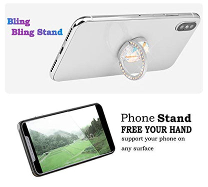 Glitter Bling Bling Phone Ring Holder,Sparkle Phone Ring Grip Artificial Diamond Stand,Rhinestone Cell Finger Ring for Phones,Pad(Silver) - color: Silver