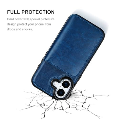 KIHUWEY Compatible with iPhone 17 Wallet Case Credit Card Holder, Premium Leather Kickstand Flip Hidden Magnetic Clasp Durable Shockproof Protective Cover for iPhone 17 6.3 inch (Blue) - color: Blue