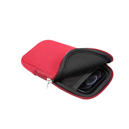 Neoprene Cell Phone Sleeve Zipper Phone Pouch Case for Samsung Galaxy S26 Ultra S25 Ultra S24 Ultra S23 Ultra A17 A16 A26 A36 A56 A15 A25 A35 A55 A14 A13 A07 A06 A05 A04 A03s, iPhone 16 Pro Max (Red) - color: Red