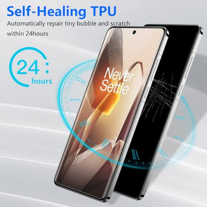 Screen Protector for Oneplus 13, 2 Pack Flexible TPU Film Screen Protector + 2 Pack Tempered Glass Camera Lens Protector [Fingerprint Support] [Anti Scratch] for Oneplus 13
