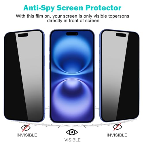 PEHAEL for iPhone 16 Plus Privacy Screen Protector+Camera Lens Protector