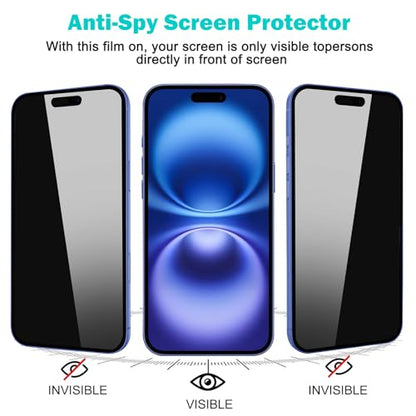 PEHAEL for iPhone 16 Plus Privacy Screen Protector+Camera Lens Protector