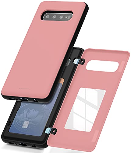 GOOSPERY Magnetic Door Bumper Compatible with Galaxy S10 Plus, Card Holder Wallet Case Easy Magnet Auto Closing Protective Dual Layer Sturdy Phone Back Cover -Pink - color: Pink, size: Galaxy S10 Plus