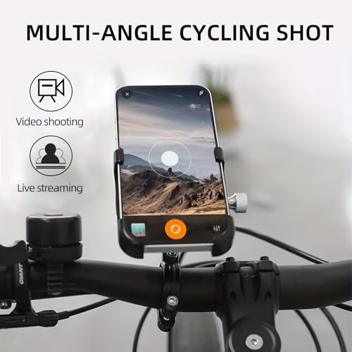 ThinkRider The Ultimate MTB Phone Mount Stand: 360° Rotatable Aluminum Adjustable Non-Slip Cycling Bracket