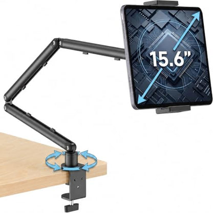 Tablet Arm Mount for Desk, 30” Long iPad Holder with C-Clamp, 4.7-15.6 in
