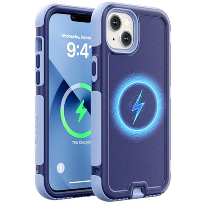 Follaroma Magnetic for iPhone 13 Case, Heavy Duty Cases, Blue-Purple,6.1" | Compatible with MagSafe, Heavy Duty Shockproof,Military-Grade Anti-Drop Protective,Dual Layer Magnetic Protection Phone Cover - color: Blue-Purple