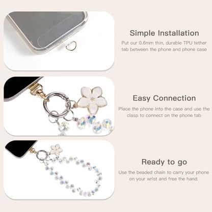 Long Pond Designer Cell Phone Wrist Strap, Anti-Lost Lanyard Wristlet Charm for iPhone 17 Pro Max&Most Cellphones, Detachable Bracelet - style: Crystal Pink
