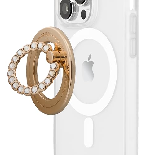Sonix Magnetic Phone Grip and Phone Ring Holder - Compatible with MagSafe - Rotatable Kickstand and Phone Holder for iPhone 17, 16, 15, 14, 13, 12 Series - Gold/Clear Rhinestone - color: Gold / Clear Rhinestone