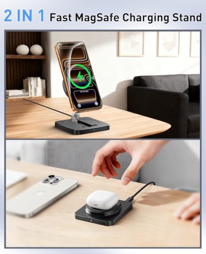 Magnetic Wireless Charger, [2 Pack] 15W Foldable Fast Charging Stand