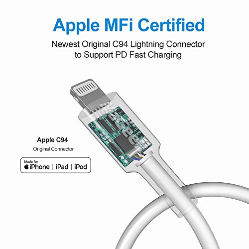 MaGeek USB C to Lightning Cable 6ft, [Apple MFi Certified] [2-Pack] PD Charger Compatible with iPhone 14/13/12/11/X/8, iPad Air/Air Pods, Supports Power Delivery - color: 2pcs_6ft_White