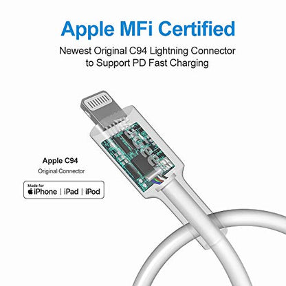 MaGeek USB C to Lightning Cable 6ft, [Apple MFi Certified] [2-Pack] PD Charger Compatible with iPhone 14/13/12/11/X/8, iPad Air/Air Pods, Supports Power Delivery - color: 2pcs_6ft_White