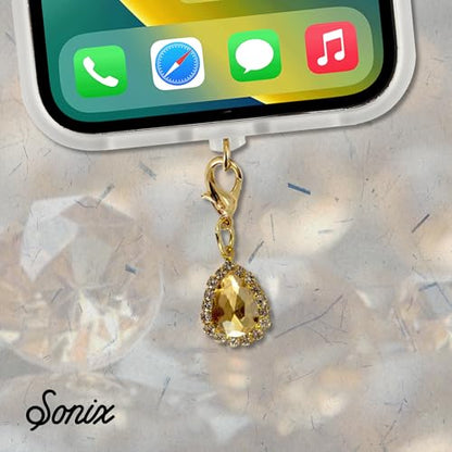 Sonix Dust Plugs - USB C + Lightning Compatible - Charging Port Charms (3 Pack) - Coquette - Heart, Teardrop Jewel, Enamel Bow - color: Coquette