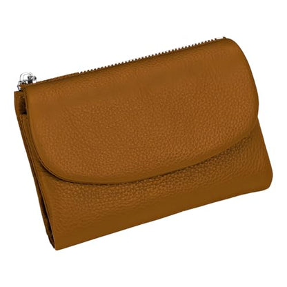 Unisex Pebble Leather Wallet, 5.3In Short Genuine Leather Coin Card Holder, Unisex Clutch Bags, Can Hold Coins, Id Cards - color: Brown