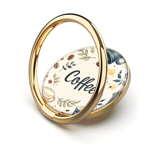 Cell Phone Ring Holder, Cute Metal Phone Grip Stand Finger Ring Kickstand, Flexible 360°Rotation Phone Tablet Case Accessories Compatible with Most Phones Cute Coffee Cup - color: Cute Coffee Cup