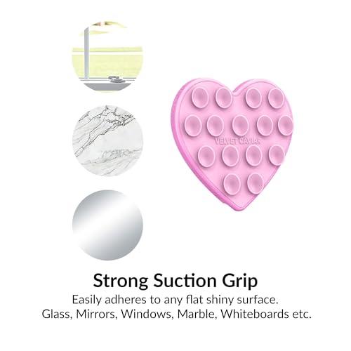 Velvet Caviar Suction Cup Phone Case Mount Compatible with MagSafe Devices Only - Magnetic Silicone Sticky Phone Grip Holder for iPhone Back of Phone - Mirror Gripper (Pink Sugar Heart) - color: Pink Sugar Heart
