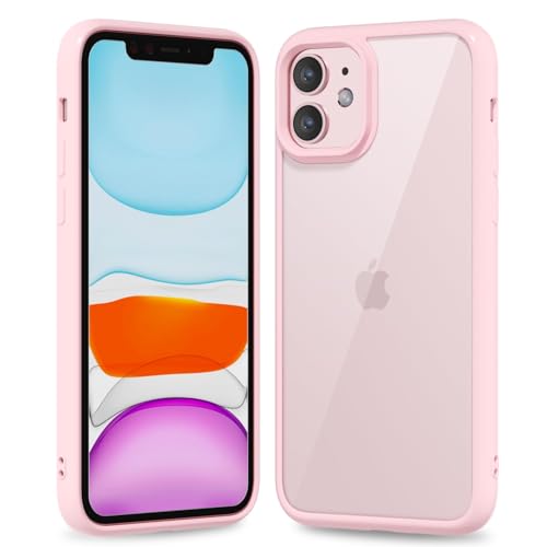 oakxco Thin Slim Clear case for iPhone 11, Transparent Hybrid Hard Shell Plastic & Soft Silicone Rubber Bumper, Non-Yellow Acrylic Protective Lightweight Cover for Women, Light Pink - color: Light Pink, size: 11