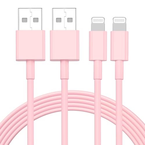 6 ft iPhone Charger 2pack, [Apple MFi Certified] USB to Lightning Cable 6ft, iPhone Charger Cord 6 Foot, 6 Feet Super Fast Apple Charging Cable for iPhone 14/13/12/11/Pro Max/X/XR/XS, 8/7, Pink - color: Pink, size: 6ft