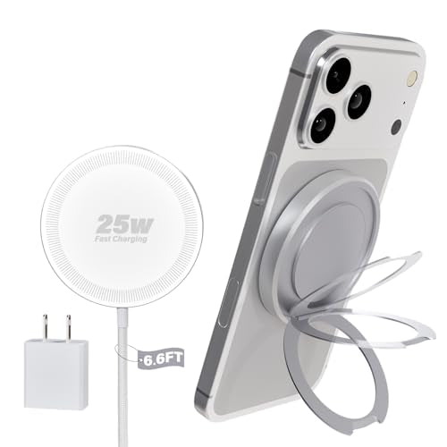 Magnetic Wireless iPhone Charger Fast Phone Charger with Kickstand, 6.6FT 25W Fast Phone Charging Pad Wireless Magnetic Charge for iPhone 17/17Air/16 Pro Max/16 Plus/15 Pro Max White - color: White, size: 6ft-1PK
