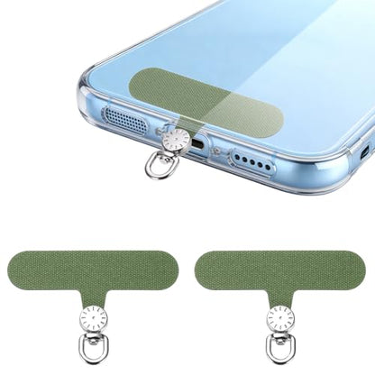 uxcell Rotating Phone Lanyard Tab Ultra-Thin No-Adhesive Phone Tether Patch - color: Silver Dial, Dark Green Patch