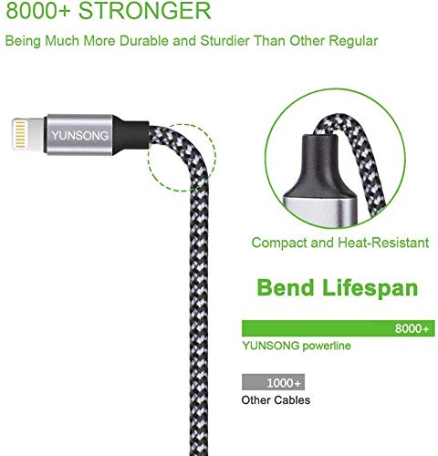 iPhone Charger, 3Pack 6FT Nylon Braided Lightning Cable Fast Charging Cord