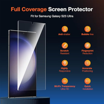 2 Pack Screen Protector Install kit for Samsung Galaxy S23 Ultra 6.8 Inch - color: Galaxy S23 Ultra Transparent
