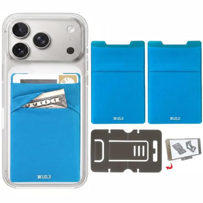 RFID Blocking Phone Card Wallet - Double Secure Pocket - Ultra-Slim Self Adhesive Credit Card Holder Card Sleeves Phone Wallet Sticker All Smartphones(Blue)-2PC - color: Blue