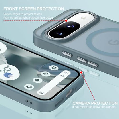 BENTOBEN for Google Pixel 9 Case [Compatible with Magsafe] Translucent Matte Magnetic Pixel 9 Case Slim Thin Shockproof Women Men Girls Boys Protective Phone Cases for Google Pixel 9 6.3", Grey Blue - color: Grey Blue