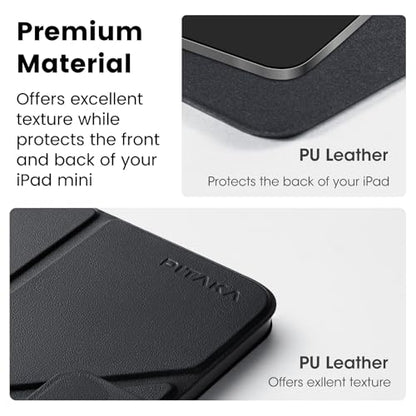 PITAKA for iPad mini A17 Pro Case, 4 Intuitive Angles, Folio2-Black - color: Black
