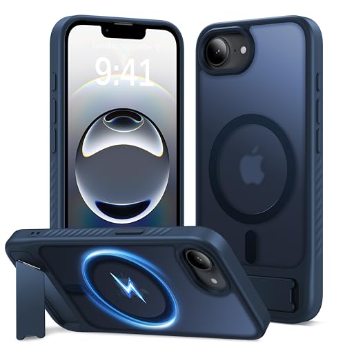 Eastinbox Magnetic iPhone 17e & 16e Case with Stand, Blue | Shockproof, Compatible with MagSafe, Military-Grade Protection, Anti-Yellowing, Phone Case for iPhone 17 e/16 e 6.1" - color: Stand Blue
