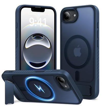 Eastinbox Magnetic iPhone 17e & 16e Case with Stand, Blue | Shockproof, Compatible with MagSafe, Military-Grade Protection, Anti-Yellowing, Phone Case for iPhone 17 e/16 e 6.1" - color: Stand Blue