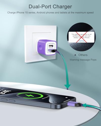iPhone 17e 18 Wall Charger & USB-C Cable, Charging Power Adapter USBC Cord - color: Purple, style: USB C