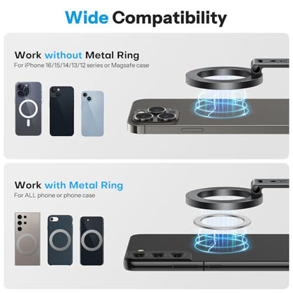 OMOTON Magnetic Phone Holder for Magsafe, 360° Rotation with 2 Straps, Strong Magnets Compatible with 30oz Stanley 16-64 oz Bottle, Gym Equipment, Steering Wheel & Stroller