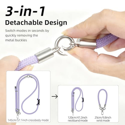 Phone Lanyard, 3 Ways to Wear: Crossbody, Neck and Wrist Strap - color: Purple