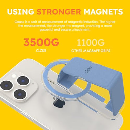 CLCKR for MagSafe Phone Grip Stand, Magnetic Phone Holder with Kickstand - color: Blue