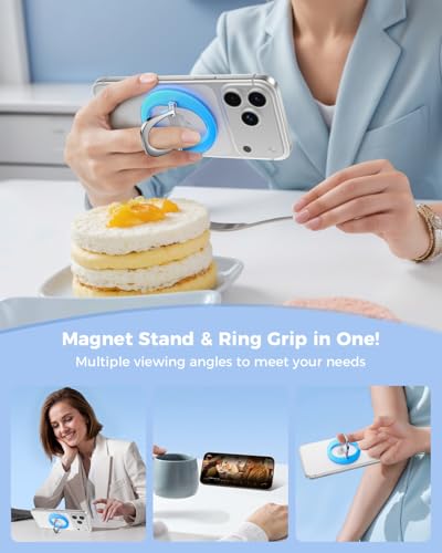 SUPERONE MagSafe Phone Grip, Adjustable Magnetic Phone Ring Holder Stand - color: Blue