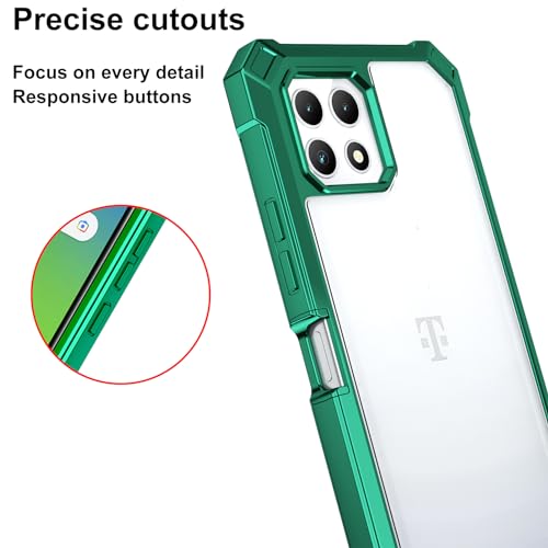 Ailiber Case for REVVL 7, T-Mobile REVVL 7 5G Phone Case with Screen Protector,Dual Layer Shockproof Bumper, Clear Transparent Anti Yellowing, Military Grade Drop Protection Cover-Green - color: Crystal Clear & Green