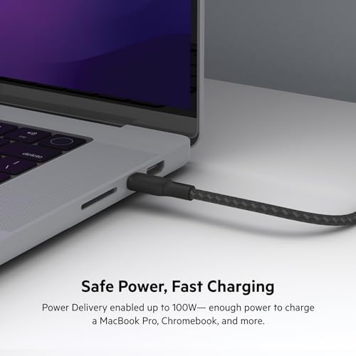 Belkin USB C to C 100W Braided Cable, 6.6ft, iPhone Charger Cord