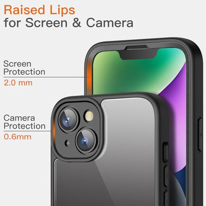 JETech Case for iPhone 14, 360° Protection, Black - color: Black