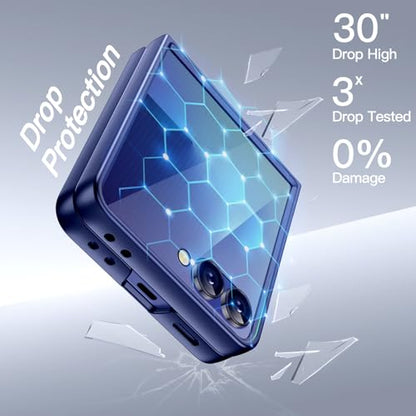 JETech Case for Samsung Galaxy Z Flip 7, Blue Shadow | Built-in Front Screen Protector, Slim Hard PC Design, Shockproof Protection, Anti-Scratch Finish - color: Blue Shadow