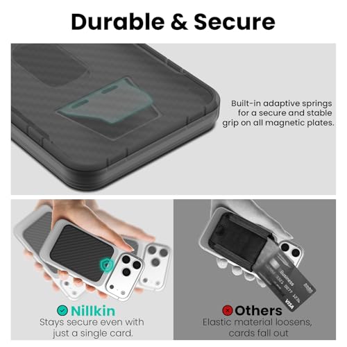 Nillkin FiberMate MagSafe Phone Wallet, RFID Blocking, Adjustable Stand - color: Black