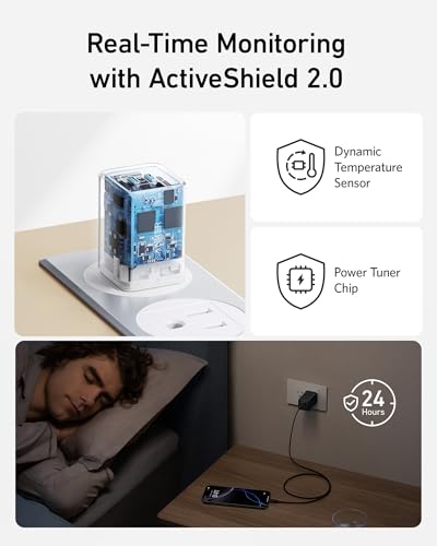 Anker Nano Phone Charger,47W Max 2-Port GaN Fast Charger USB C - color: white, size: 2.36 x 3.94 x 2.36 inche