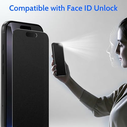 Fotbor [Ultra-Shield 26° True Privacy Screen Protector Compatible with iPhone 16 Pro Max, 2-Pack Elite Matte AG Etched Glass, 9H Anti-Shatter, with [Installation Master Kit] - size: iPhone 16 Pro Max-6.9 inch