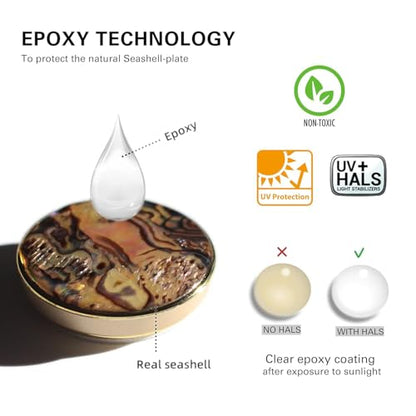 Grips by CRYSTALFY Onyx Reef Authentic Natural Abalone Seashell Crystal Phone Grip Holder, Expanding Kickstand, Natural Gemstone Swappable Top Accessory for iPhone, iPad, Kindle, Mobile Devices - color: Onyx Reef