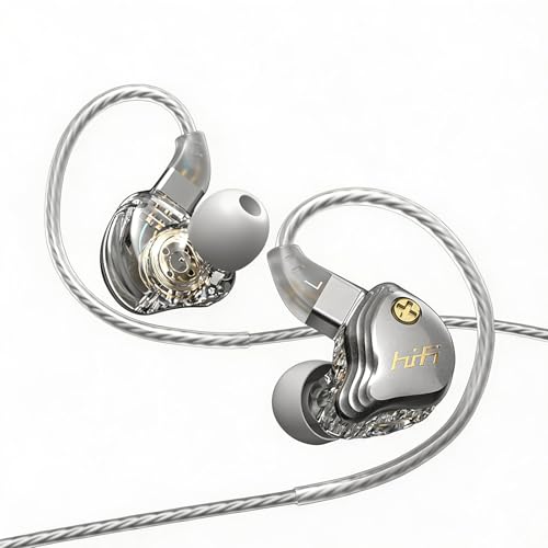 3.5mm Wired IEM Earbuds with Mic, 10mm Driver, Detachable Cable - color: Silver, size: 3.5mm