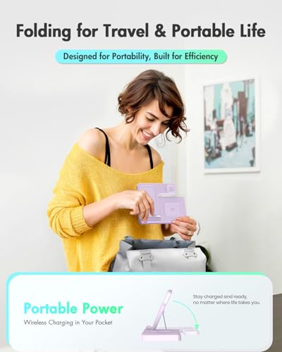 GETPALS Wireless Charger iPhone Charging Station for Apple Multiple Devices - color: Light Violet