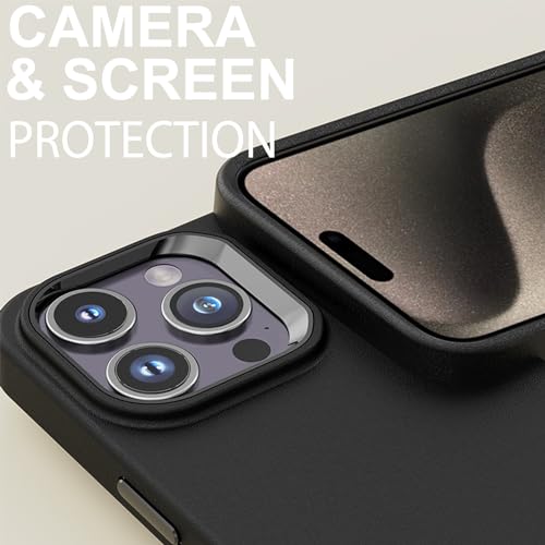 TENOC Phone Case Compatible with iPhone 15 Pro, Black Case Anti-Fingerprint Protective Bumper Matte Cover for 6.1 Inch - color: Black, size: iPhone 15 Pro
