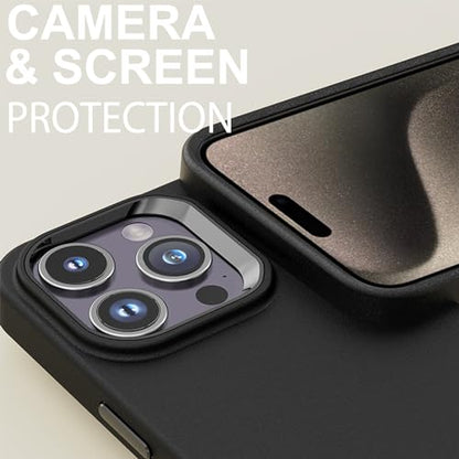 TENOC Phone Case Compatible with iPhone 15 Pro, Black Case Anti-Fingerprint Protective Bumper Matte Cover for 6.1 Inch - color: Black, size: iPhone 15 Pro