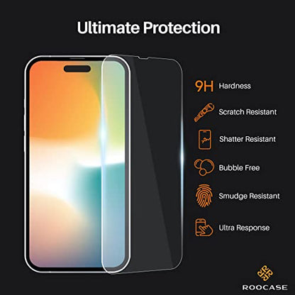 rooCASE Glass Screen Protector for Apple iPhone 14 Pro, (6.1 Inch), Case Friendly Tempered Glass Front Cover Protection with Alignment Frame, Pack of 3