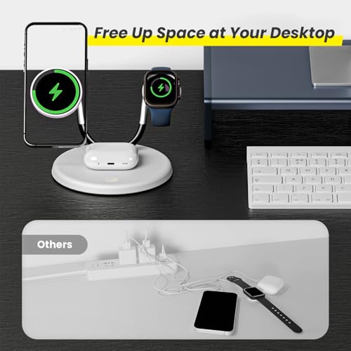 Magnetic Charging Station, 3 in 1 Wireless Charger Stand